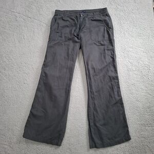 GAP Wide Leg Linen Pants Womens 8 Low Rise (32x32) Gray Drawstring Coastal Boho